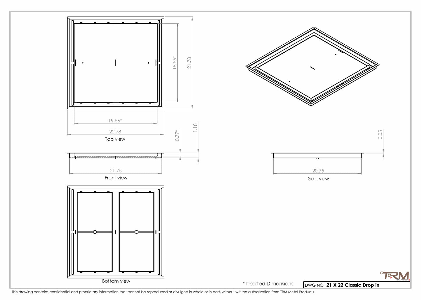 21x22 Classic Drop-in Air Vent, Flush Floor-Matching, All Metal, Floor Vent Cover