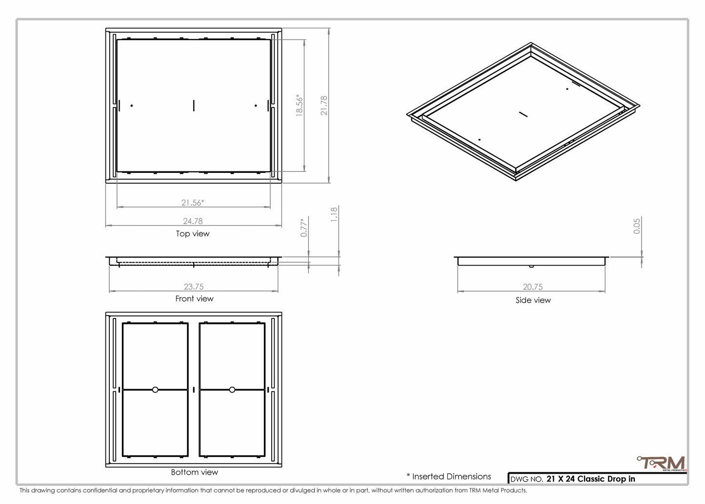 21x24 Classic Drop-in Air Vent, Flush Floor-Matching, All Metal, Floor Vent Cover
