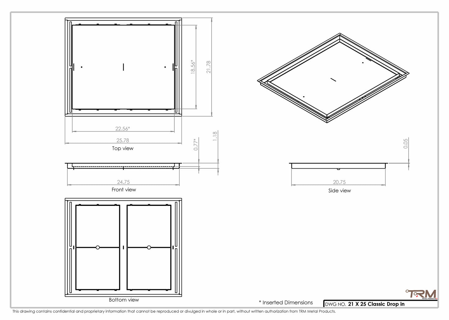 21x25 Classic Drop-in Air Vent, Flush Floor-Matching, All Metal, Floor Vent Cover