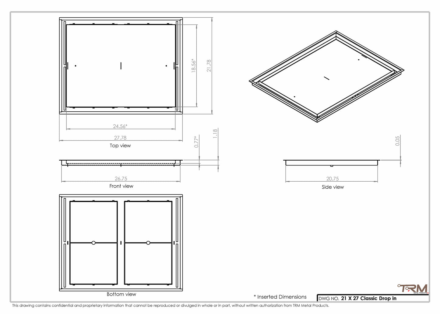 21x27 Classic Drop-in Air Vent, Flush Floor-Matching, All Metal, Floor Vent Cover