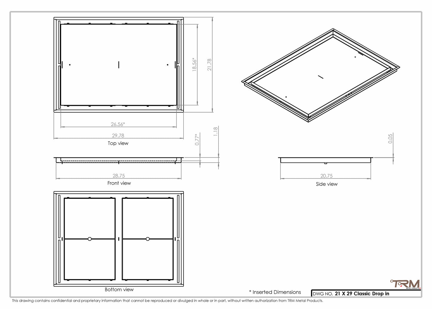 21x29 Classic Drop-in Air Vent, Flush Floor-Matching, All Metal, Floor Vent Cover
