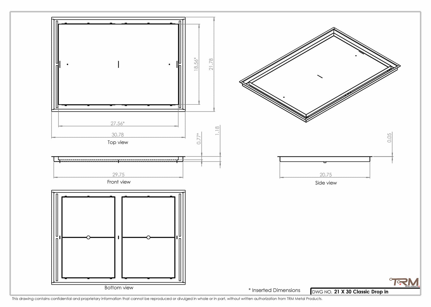 21x30 Classic Drop-in Air Vent, Flush Floor-Matching, All Metal, Floor Vent Cover