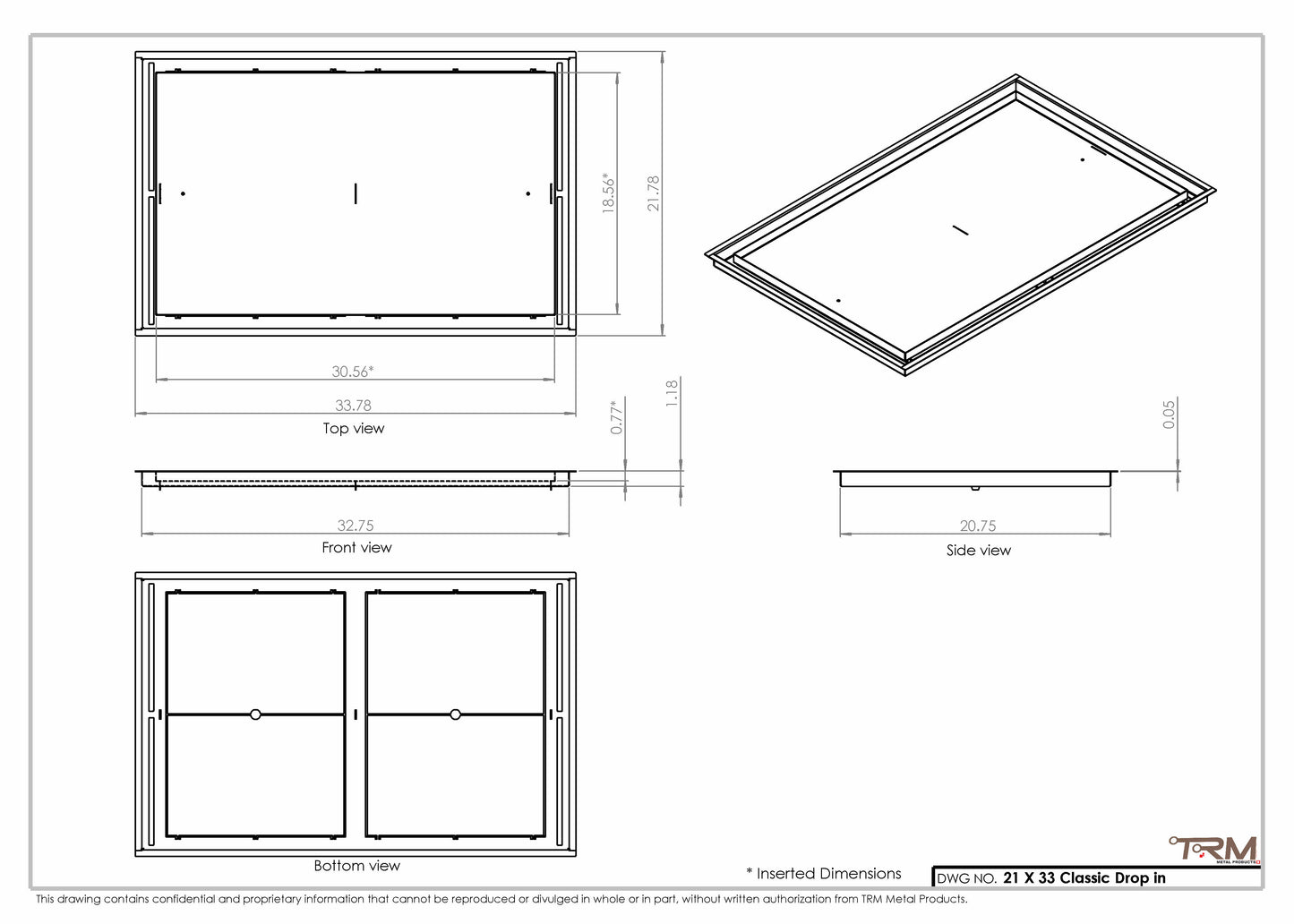 21x33 Classic Drop-in Air Vent, Flush Floor-Matching, All Metal, Floor Vent Cover