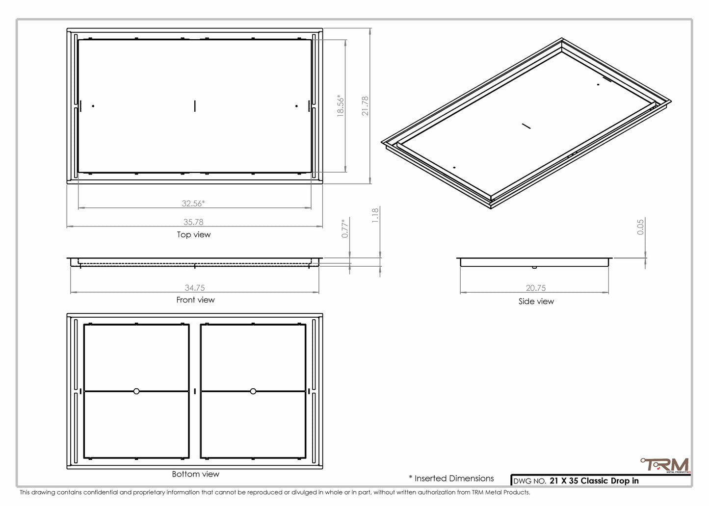 21x35 Classic Drop-in Air Vent, Flush Floor-Matching, All Metal, Floor Vent Cover