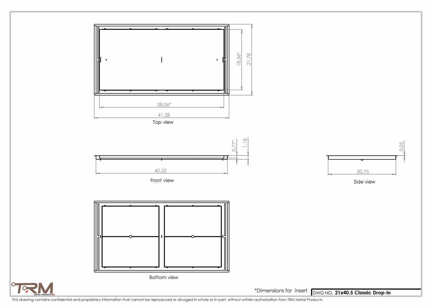 21x40.5 - Classic Drop-in Air Vent, Flush Floor-Matching, All Metal, Floor Vent Cover - TRM Metal  40.5x21