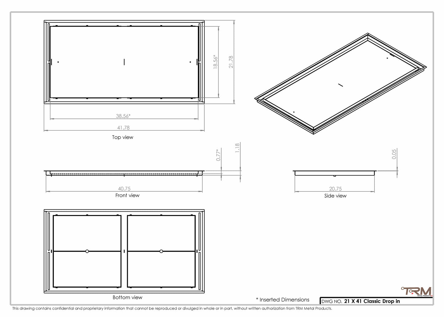 21x41 Classic Drop-in Air Vent, Flush Floor-Matching, All Metal, Floor Vent Cover