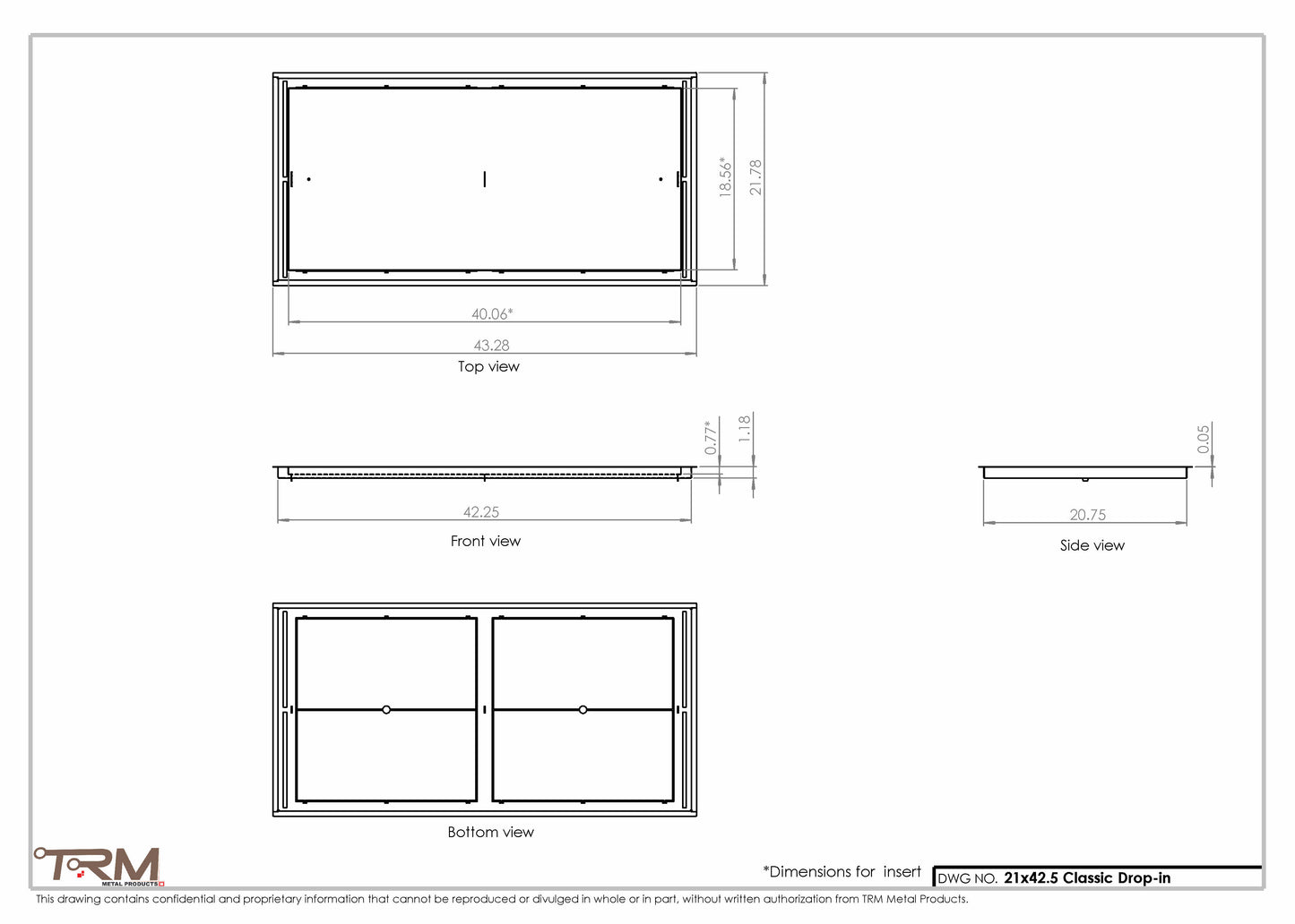 21x42.5 - Classic Drop-in Air Vent, Flush Floor-Matching, All Metal, Floor Vent Cover - TRM Metal  42.5x21