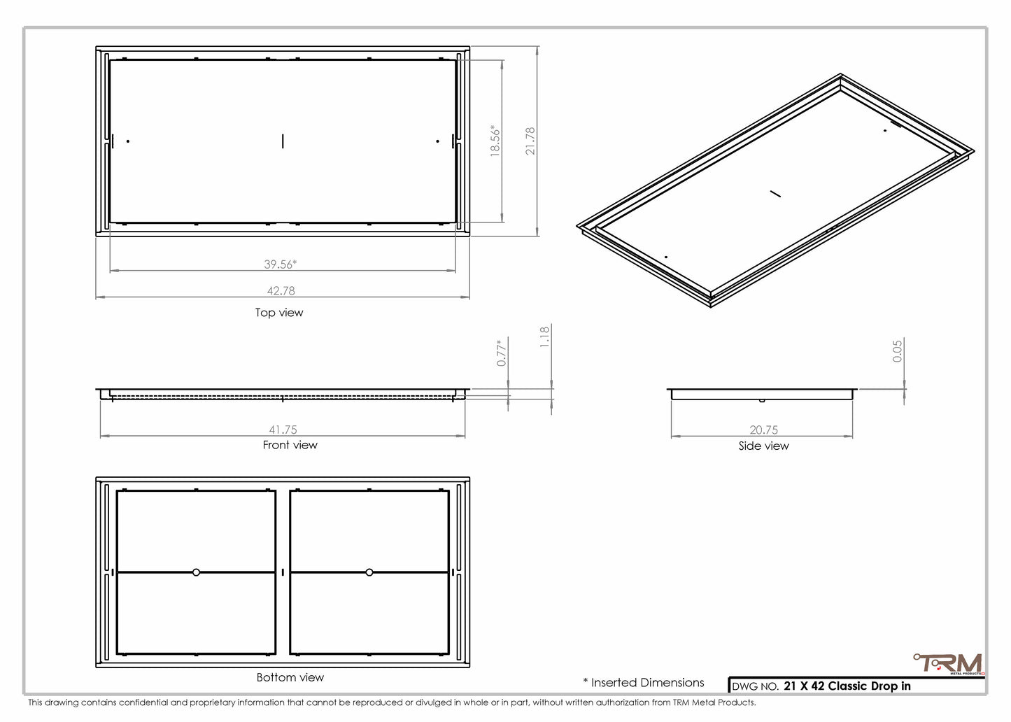 21x42 Classic Drop-in Air Vent, Flush Floor-Matching, All Metal, Floor Vent Cover