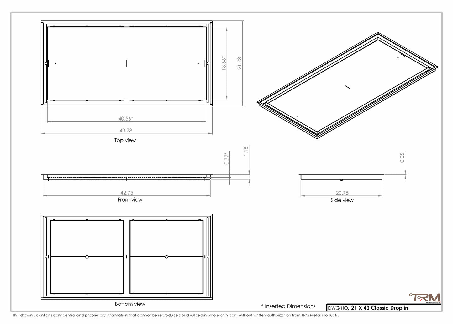 21x43 Classic Drop-in Air Vent, Flush Floor-Matching, All Metal, Floor Vent Cover
