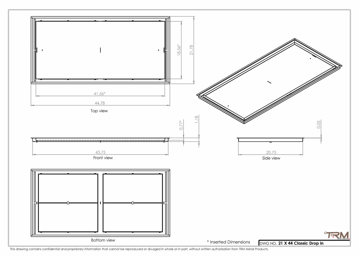 21x44 Classic Drop-in Air Vent, Flush Floor-Matching, All Metal, Floor Vent Cover
