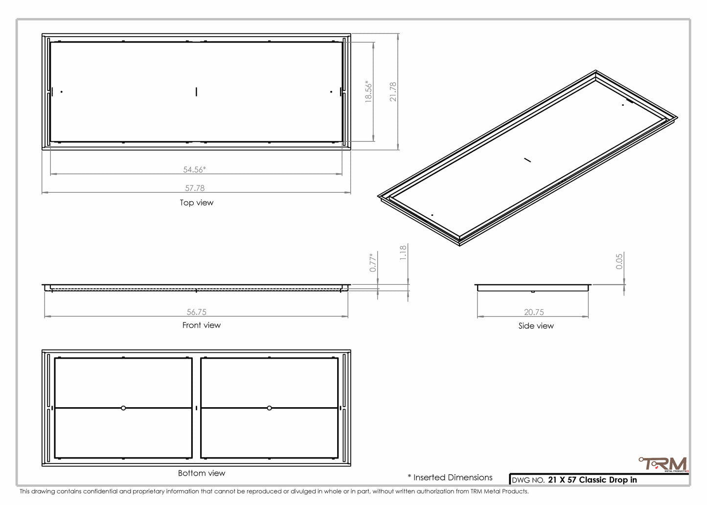 21x57 Classic Drop-in Air Vent, Flush Floor-Matching, All Metal, Floor Vent Cover