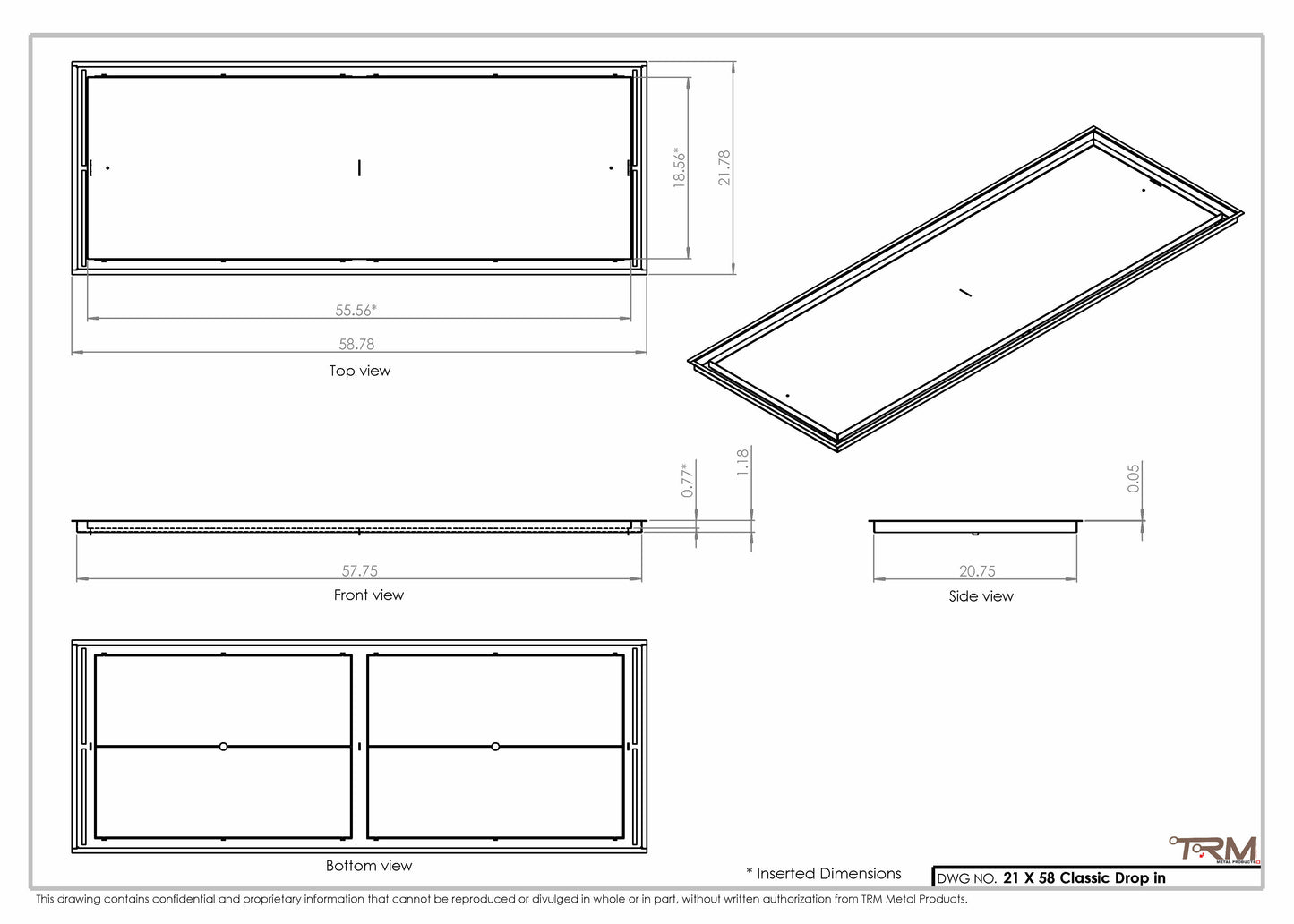 21x58 Classic Drop-in Air Vent, Flush Floor-Matching, All Metal, Floor Vent Cover