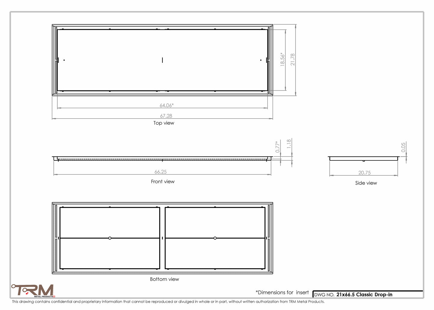 21x66.5 - Classic Drop-in Air Vent, Flush Floor-Matching, All Metal, Floor Vent Cover - TRM Metal  66.5x21