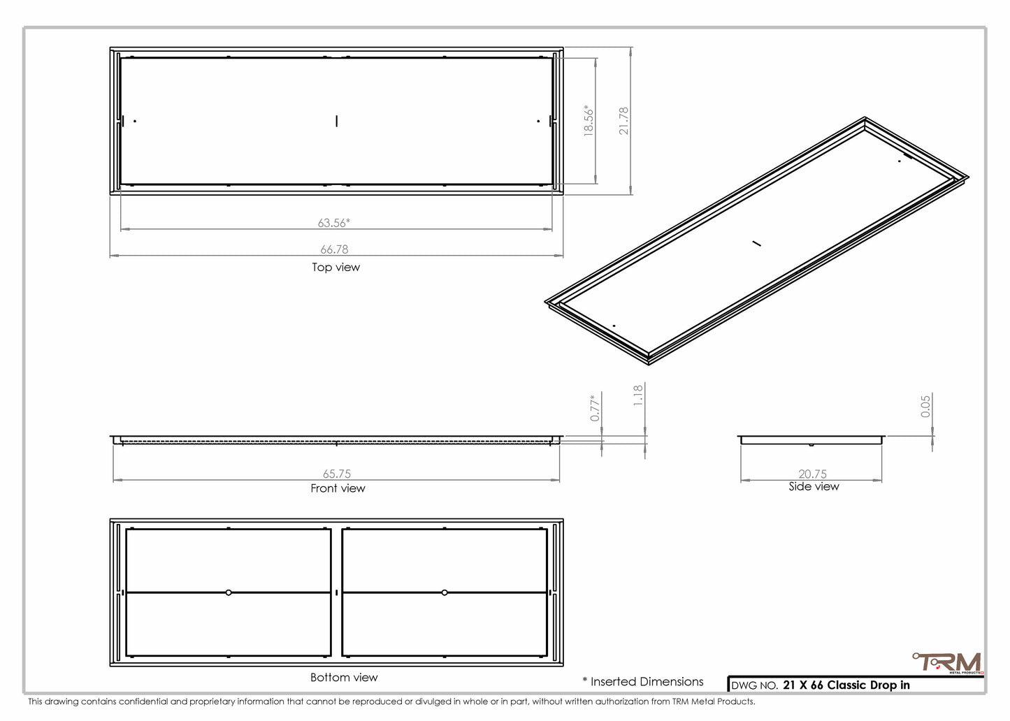 21x66 Classic Drop-in Air Vent, Flush Floor-Matching, All Metal, Floor Vent Cover