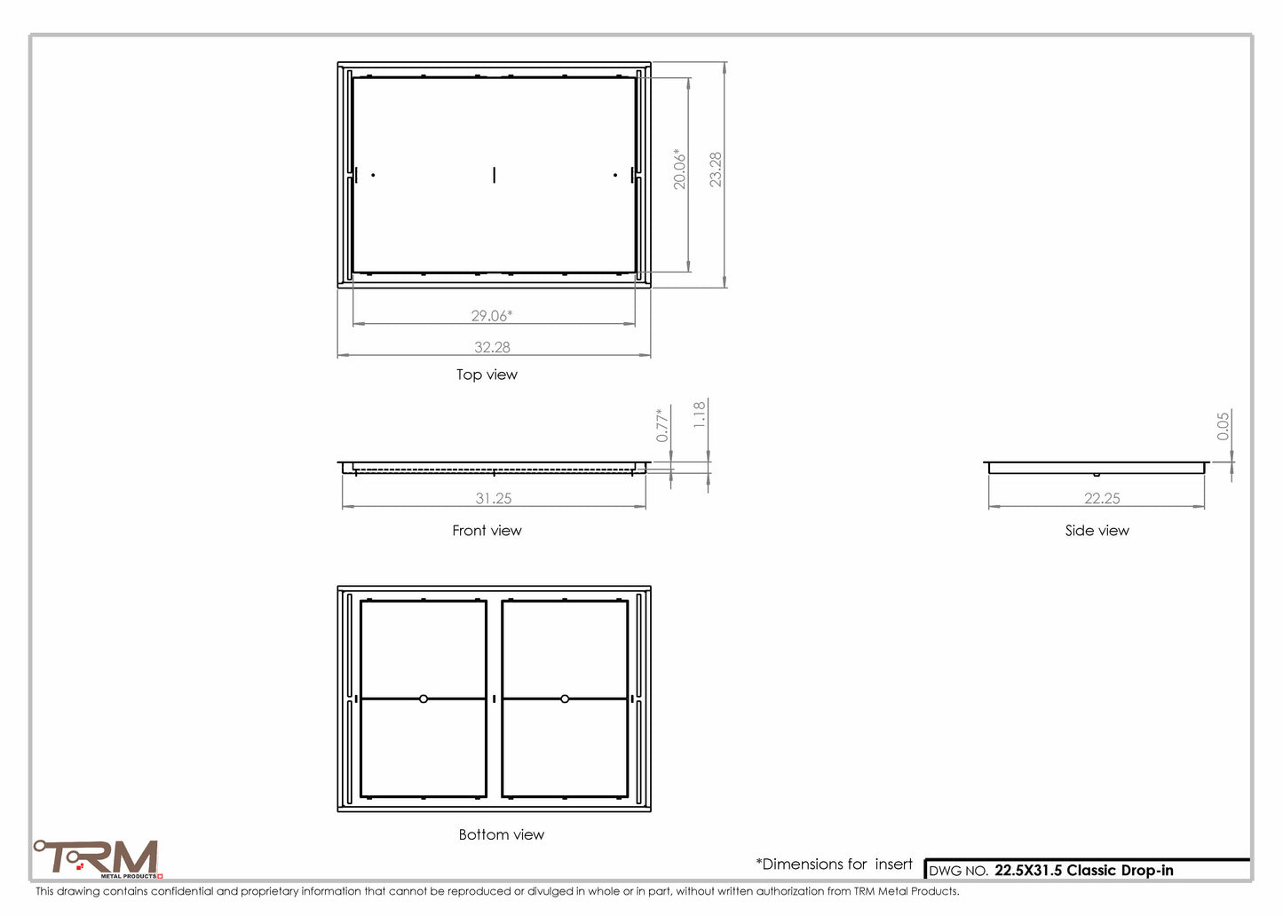 22.5x31.5 - Classic Drop-in Air Vent, Flush Floor-Matching, All Metal, Floor Vent Cover - TRM Metal  31.5x22.5