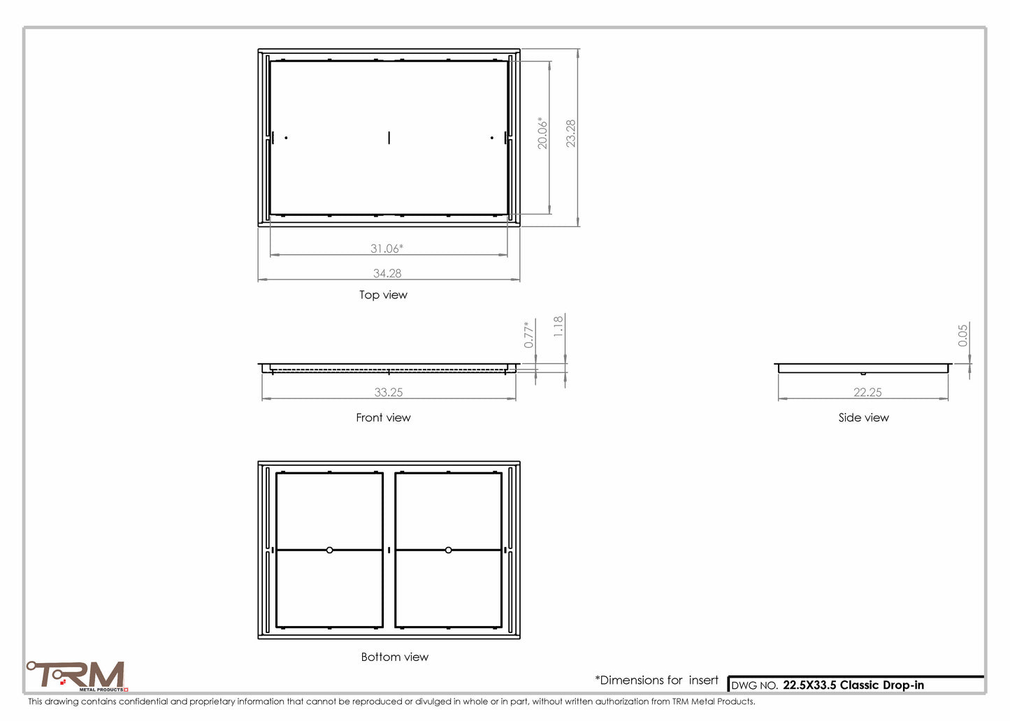 22.5x33.5 - Classic Drop-in Air Vent, Flush Floor-Matching, All Metal, Floor Vent Cover - TRM Metal  33.5x22.5