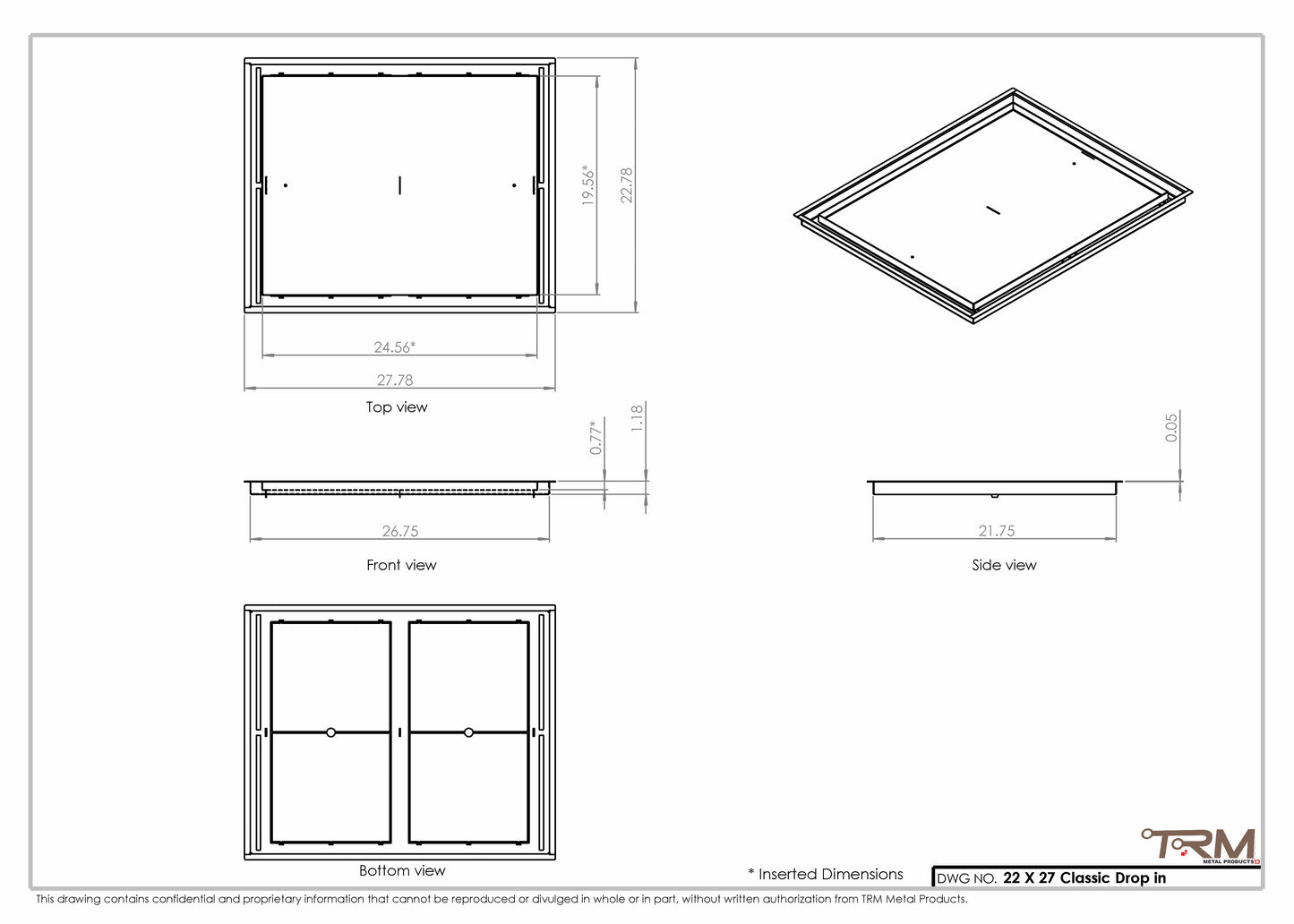 22x27 Classic Drop-in Air Vent, Flush Floor-Matching, All Metal, Floor Vent Cover