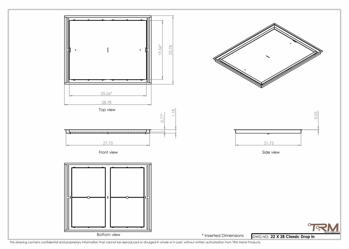 22x28 Classic Drop-in Air Vent, Flush Floor-Matching, All Metal, Floor Vent Cover