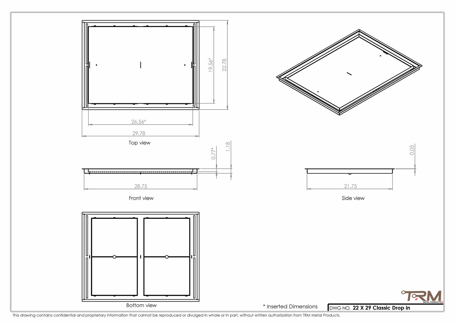 22x29 Classic Drop-in Air Vent, Flush Floor-Matching, All Metal, Floor Vent Cover