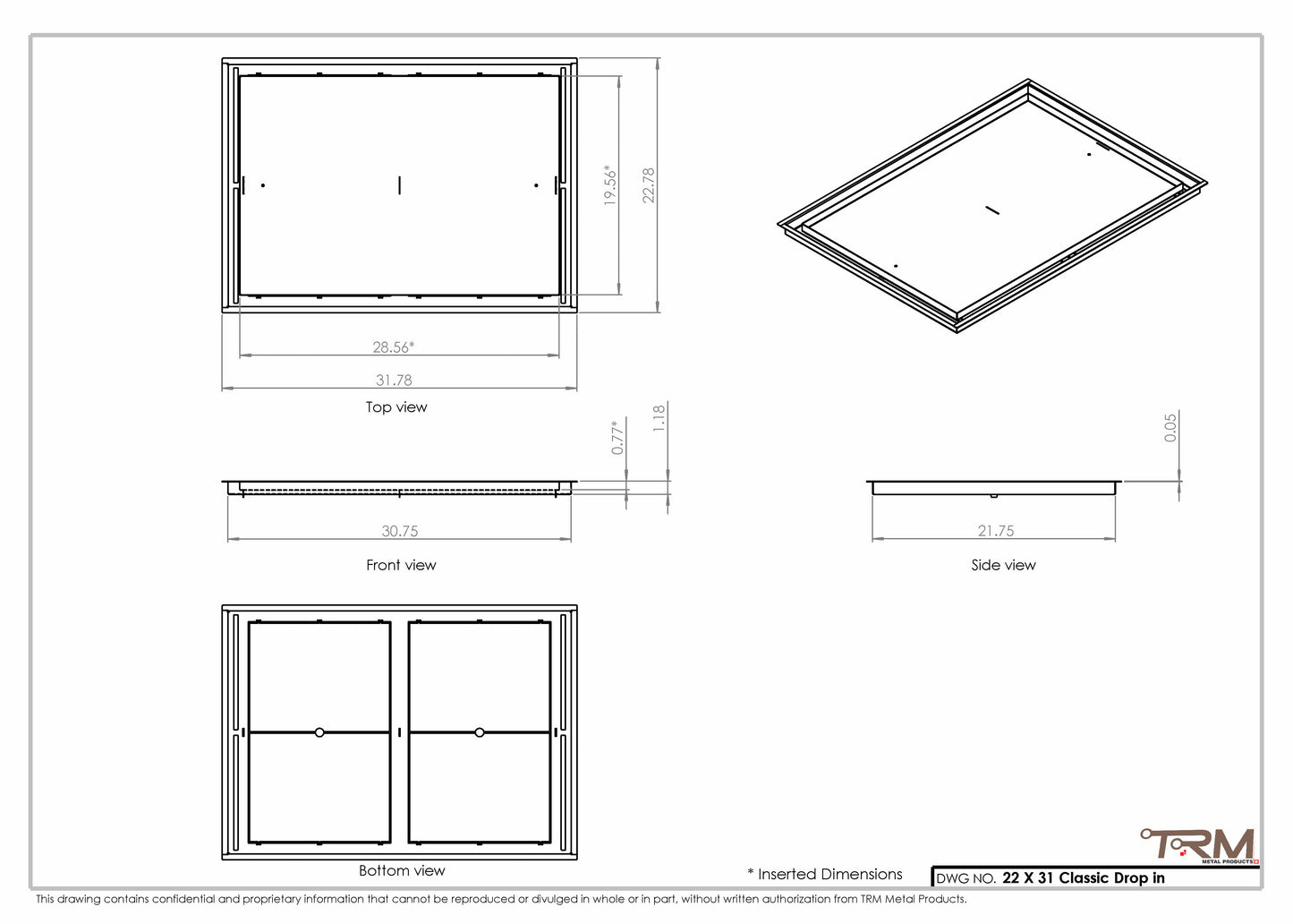 22x31 Classic Drop-in Air Vent, Flush Floor-Matching, All Metal, Floor Vent Cover