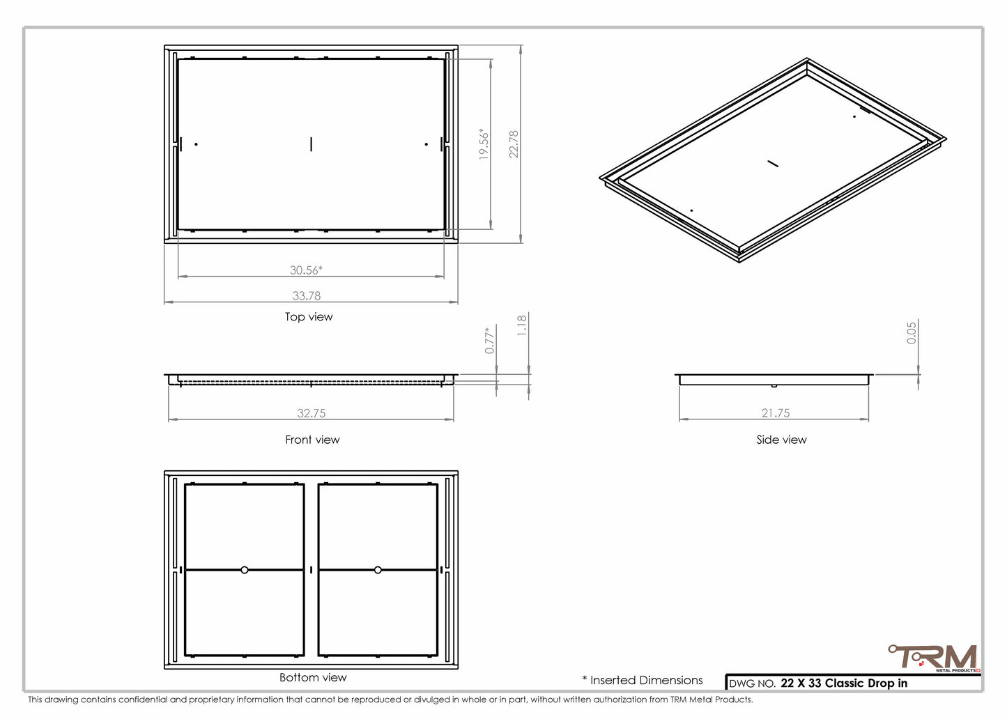 22x33 Classic Drop-in Air Vent, Flush Floor-Matching, All Metal, Floor Vent Cover