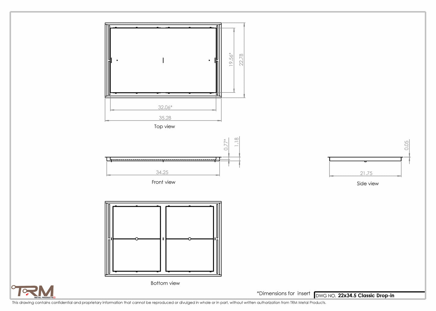 22x34.5 - Classic Drop-in Air Vent, Flush Floor-Matching, All Metal, Floor Vent Cover - TRM Metal  34.5x22