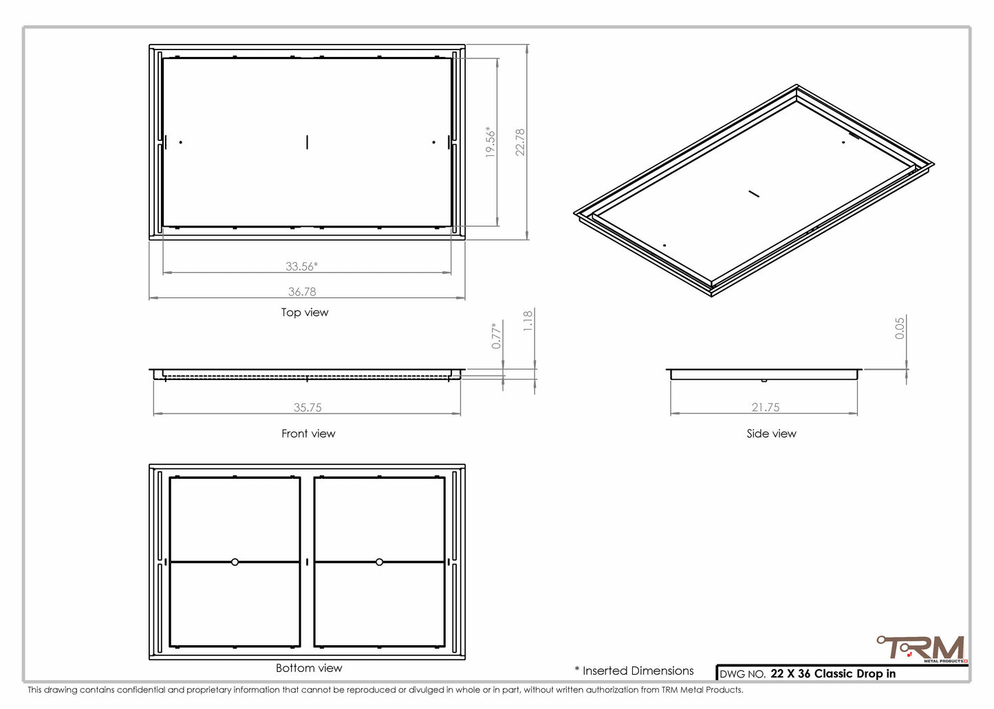 22x36 Classic Drop-in Air Vent, Flush Floor-Matching, All Metal, Floor Vent Cover