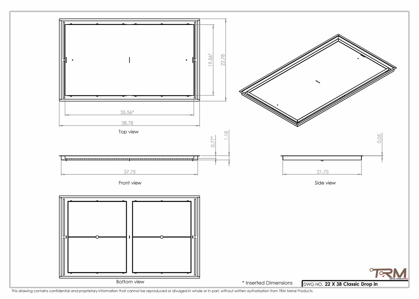 22x38 Classic Drop-in Air Vent, Flush Floor-Matching, All Metal, Floor Vent Cover