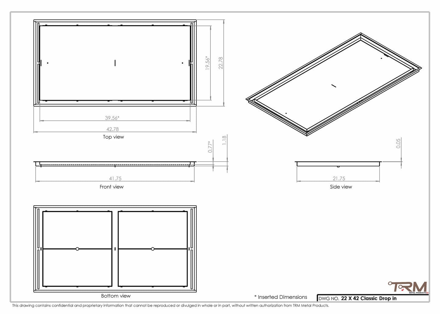 22x42 Classic Drop-in Air Vent, Flush Floor-Matching, All Metal, Floor Vent Cover