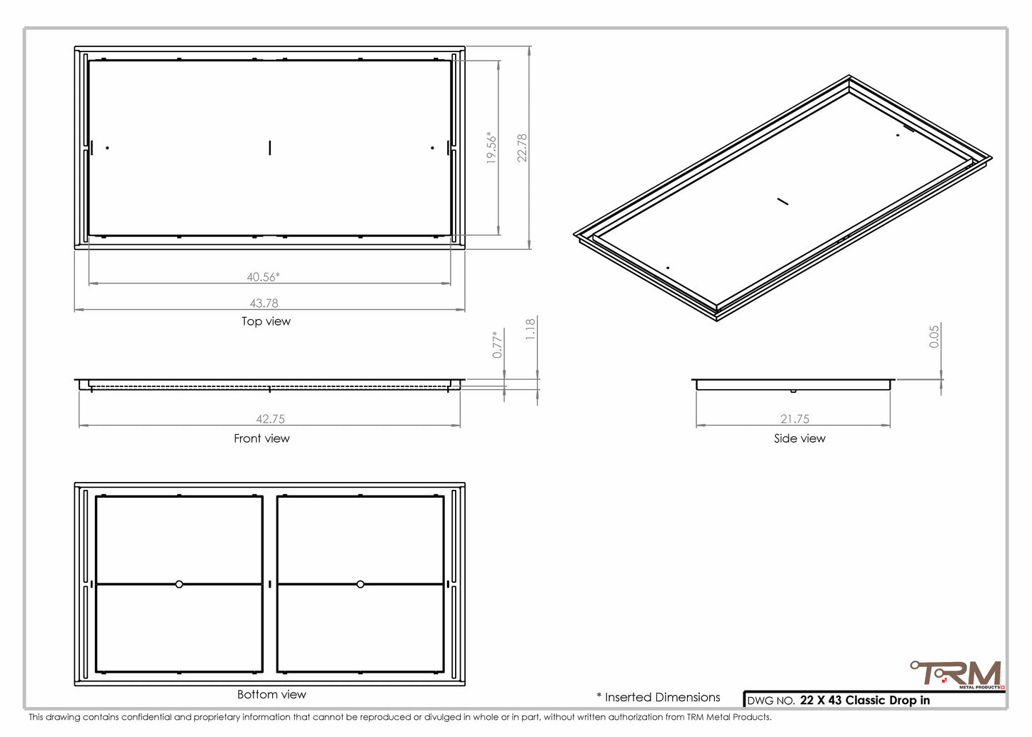 22x43 Classic Drop-in Air Vent, Flush Floor-Matching, All Metal, Floor Vent Cover
