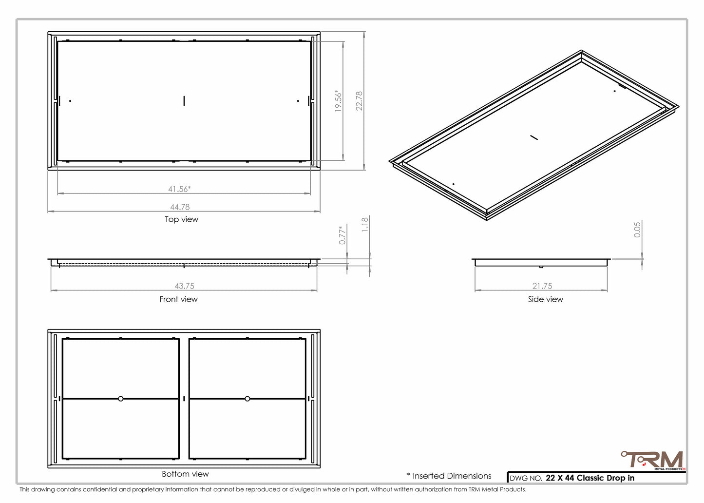 22x44 Classic Drop-in Air Vent, Flush Floor-Matching, All Metal, Floor Vent Cover