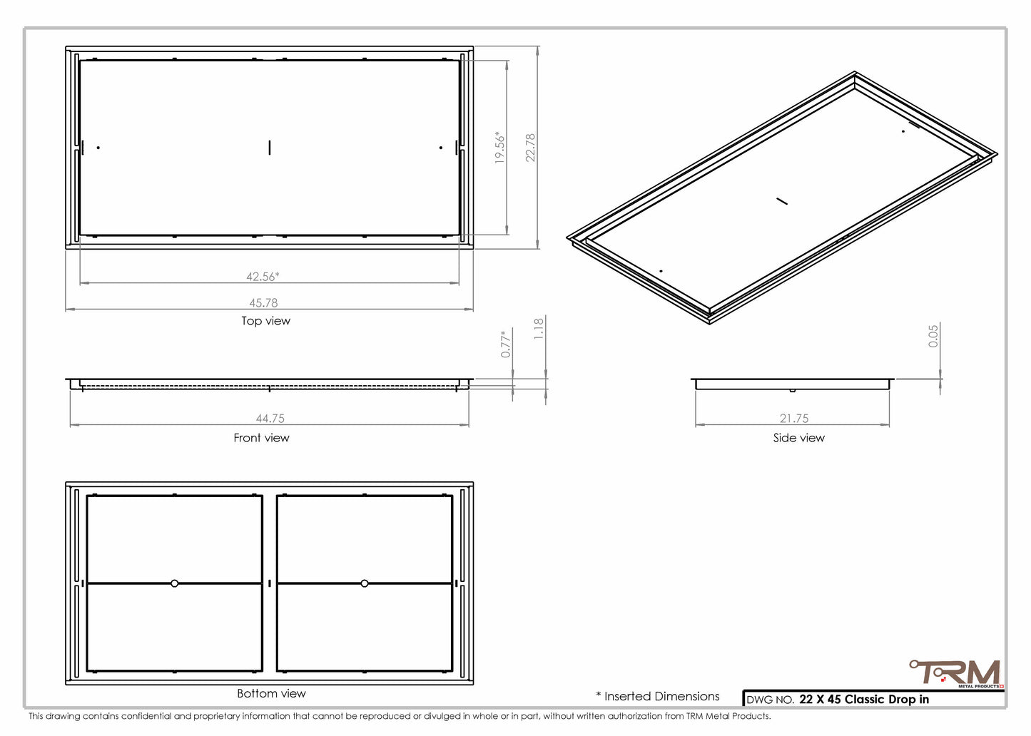 22x45 Classic Drop-in Air Vent, Flush Floor-Matching, All Metal, Floor Vent Cover