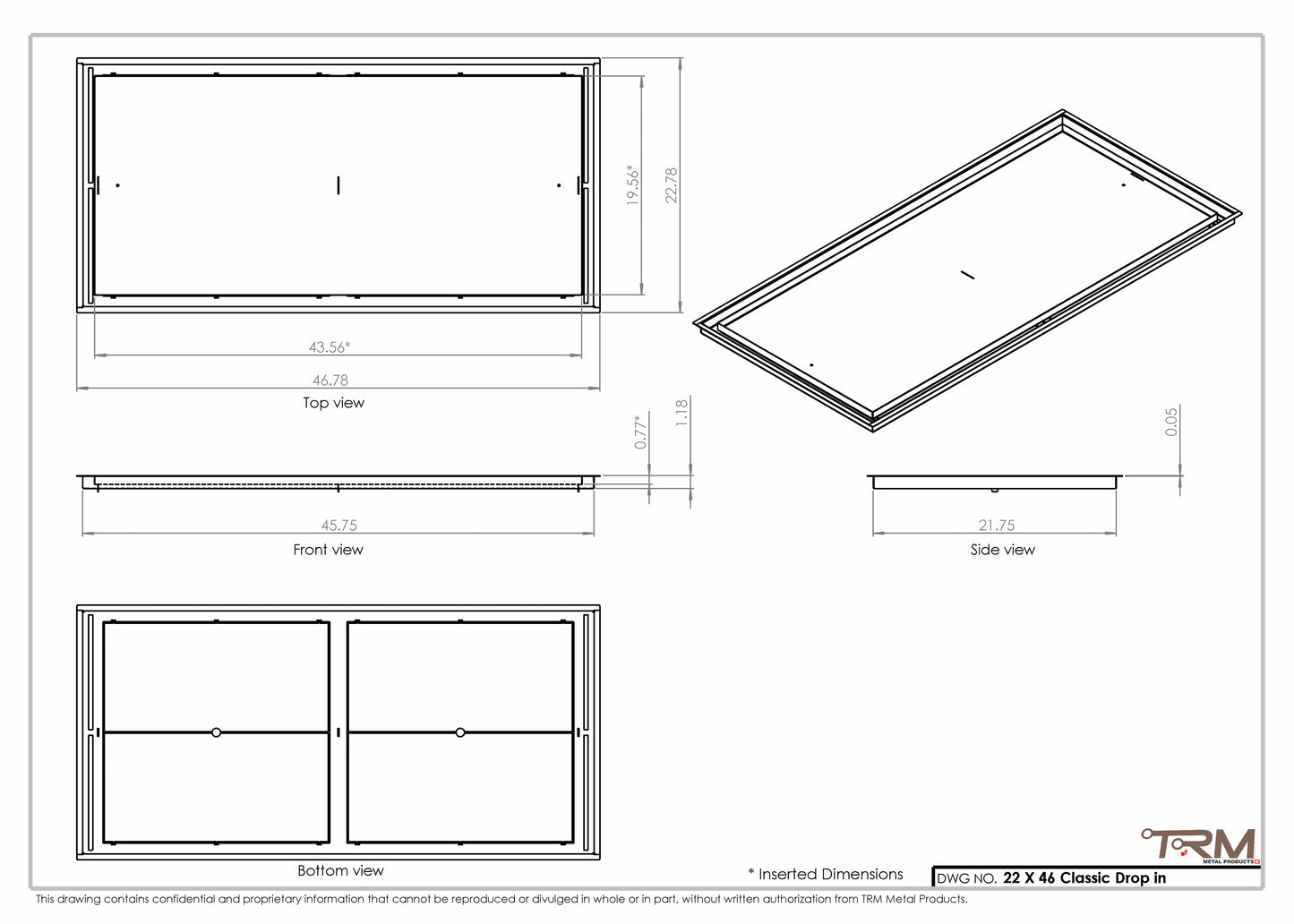 22x46 Classic Drop-in Air Vent, Flush Floor-Matching, All Metal, Floor Vent Cover