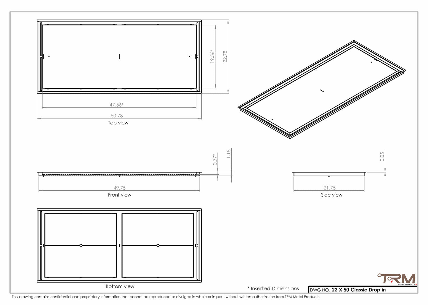 22x50 Classic Drop-in Air Vent, Flush Floor-Matching, All Metal, Floor Vent Cover