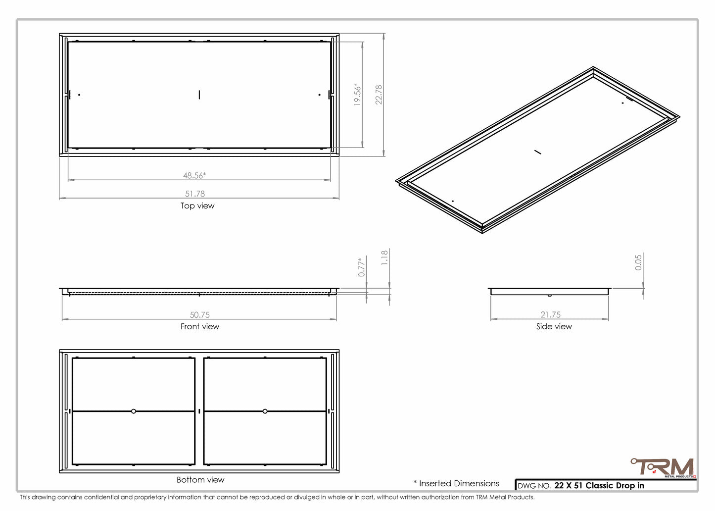 22x51 Classic Drop-in Air Vent, Flush Floor-Matching, All Metal, Floor Vent Cover