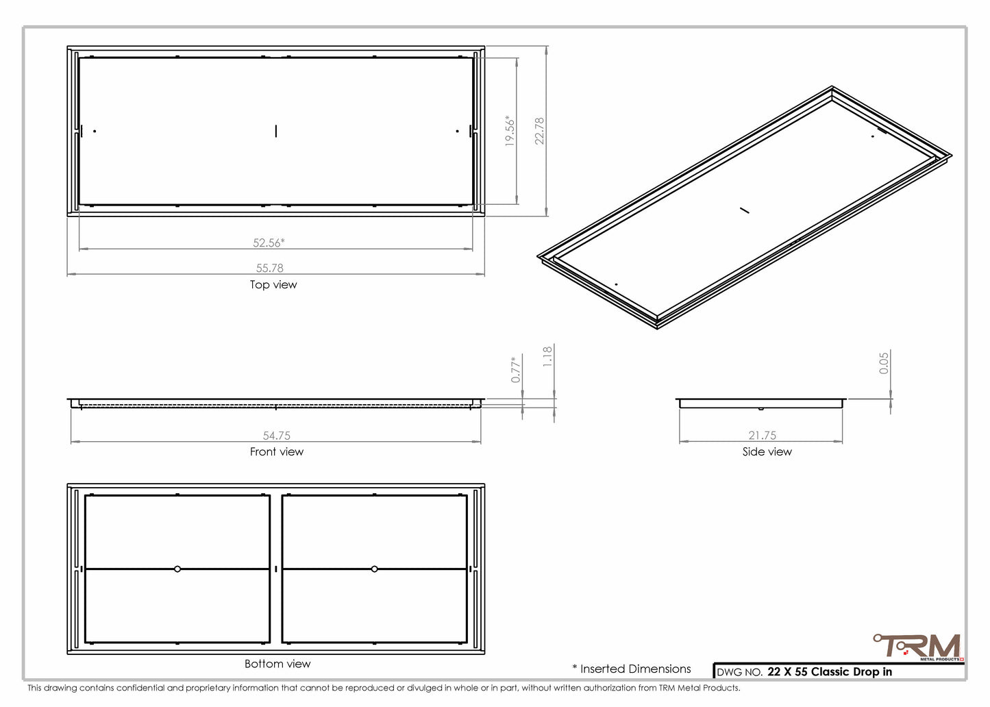 22x55 Classic Drop-in Air Vent, Flush Floor-Matching, All Metal, Floor Vent Cover
