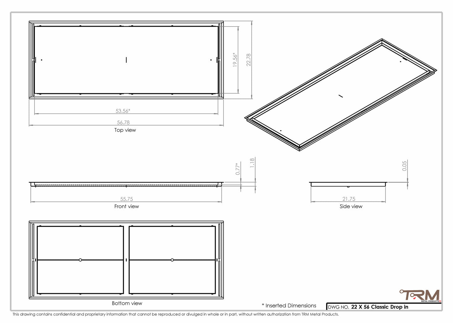 22x56 Classic Drop-in Air Vent, Flush Floor-Matching, All Metal, Floor Vent Cover