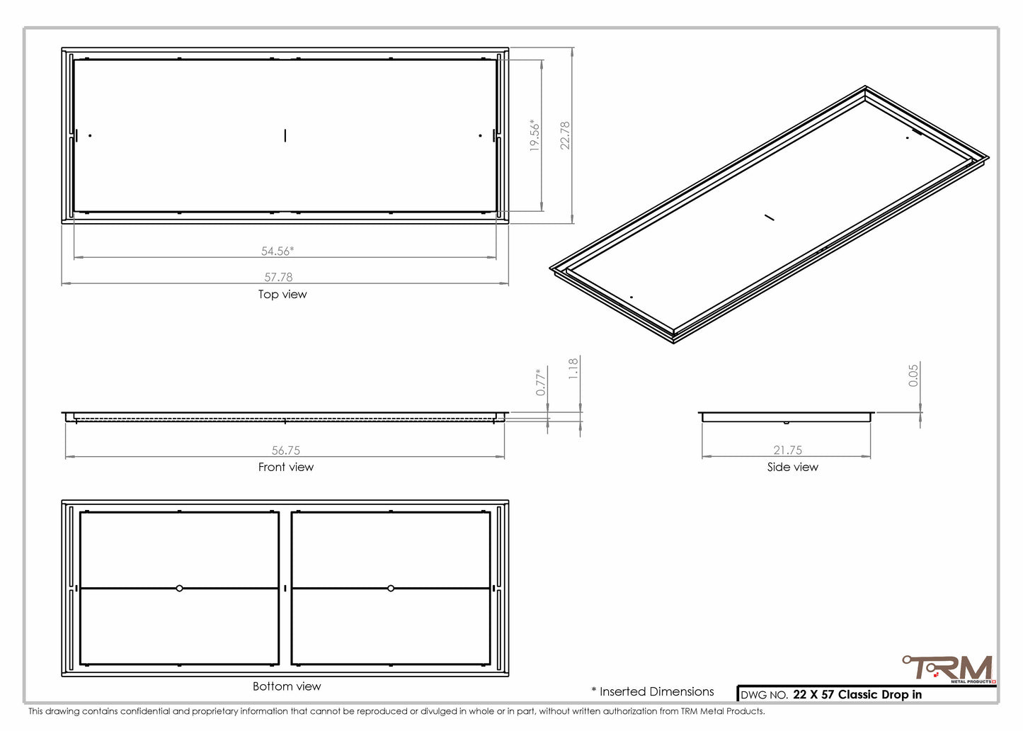 22x57 Classic Drop-in Air Vent, Flush Floor-Matching, All Metal, Floor Vent Cover