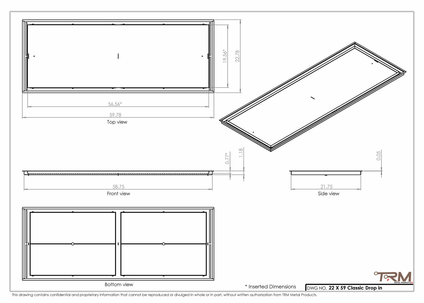 22x59 Classic Drop-in Air Vent, Flush Floor-Matching, All Metal, Floor Vent Cover