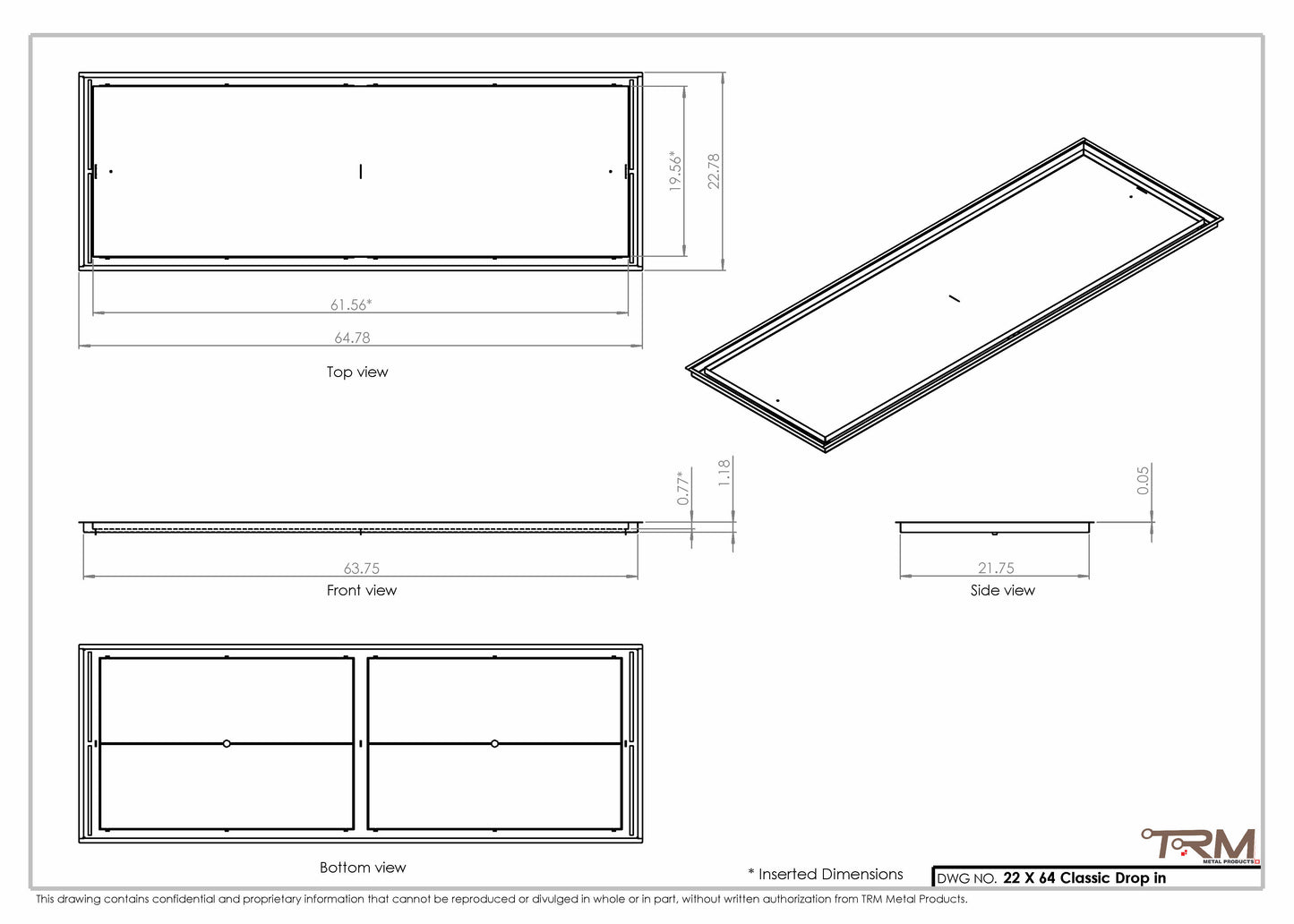 22x64 Classic Drop-in Air Vent, Flush Floor-Matching, All Metal, Floor Vent Cover