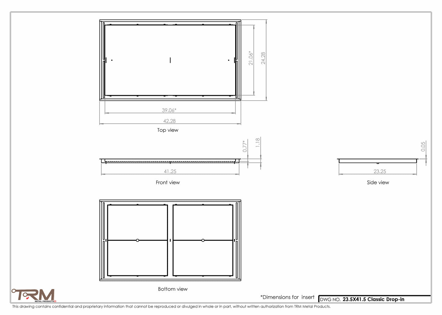 23.5x41.5 - Classic Drop-in Air Vent, Flush Floor-Matching, All Metal, Floor Vent Cover - TRM Metal  41.5x23.5