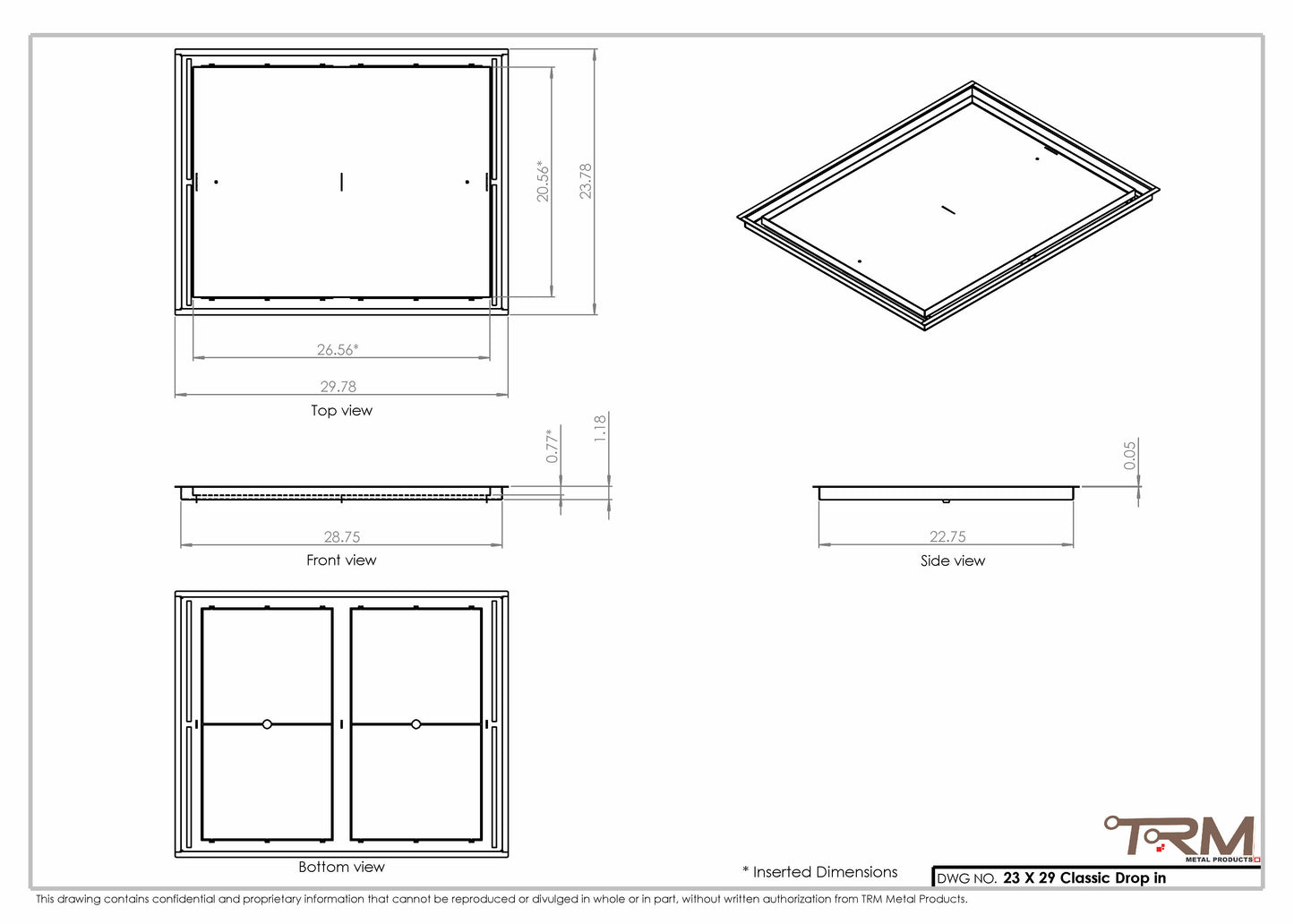 23x29 Classic Drop-in Air Vent, Flush Floor-Matching, All Metal, Floor Vent Cover