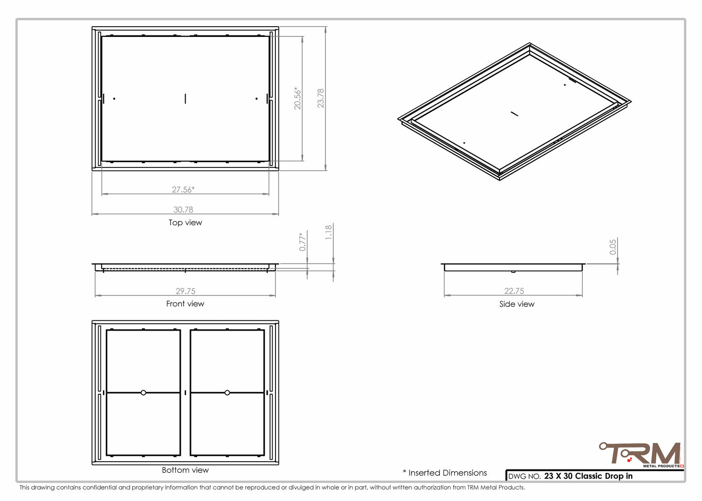 23x30 Classic Drop-in Air Vent, Flush Floor-Matching, All Metal, Floor Vent Cover
