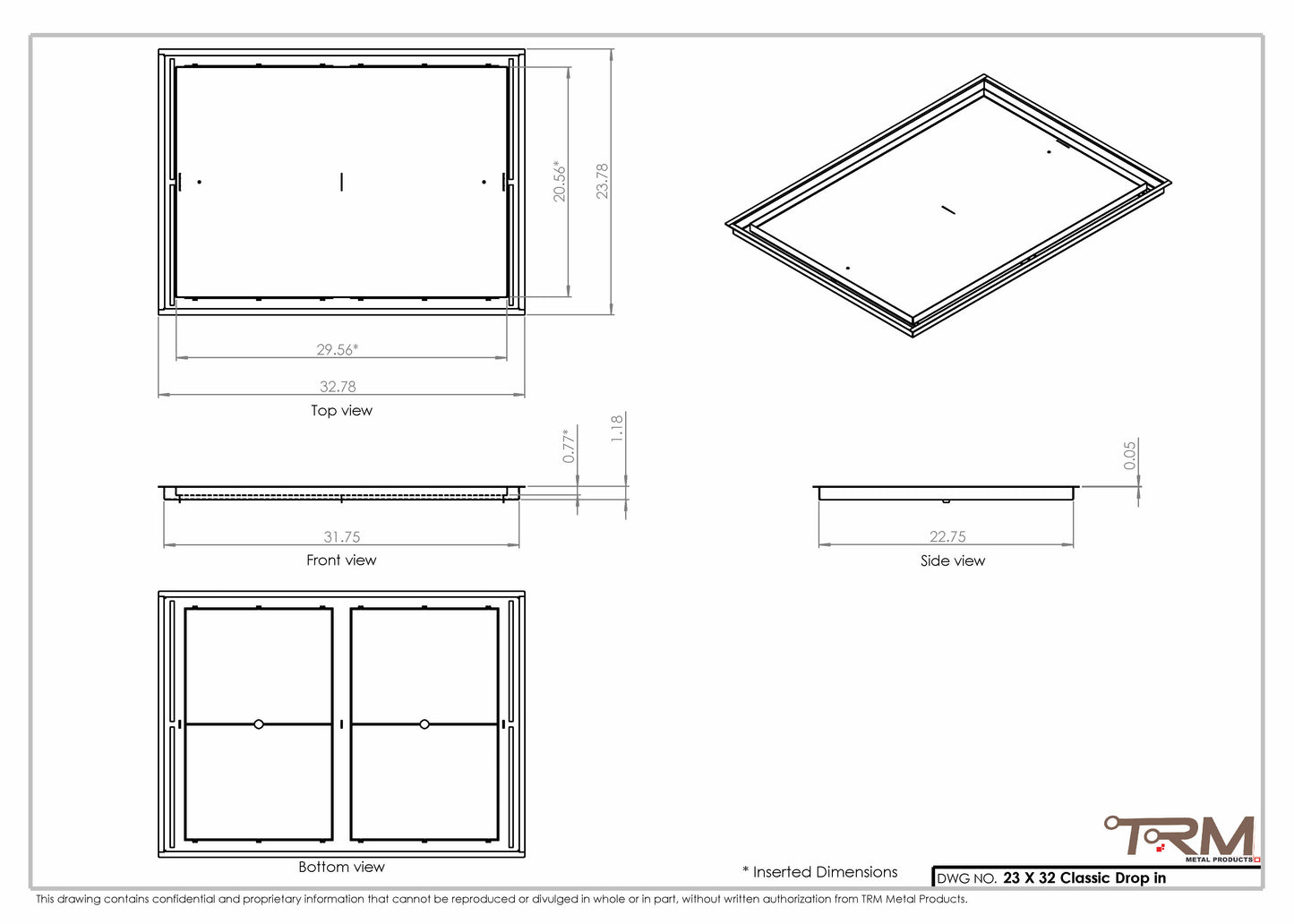 23x32 Classic Drop-in Air Vent, Flush Floor-Matching, All Metal, Floor Vent Cover