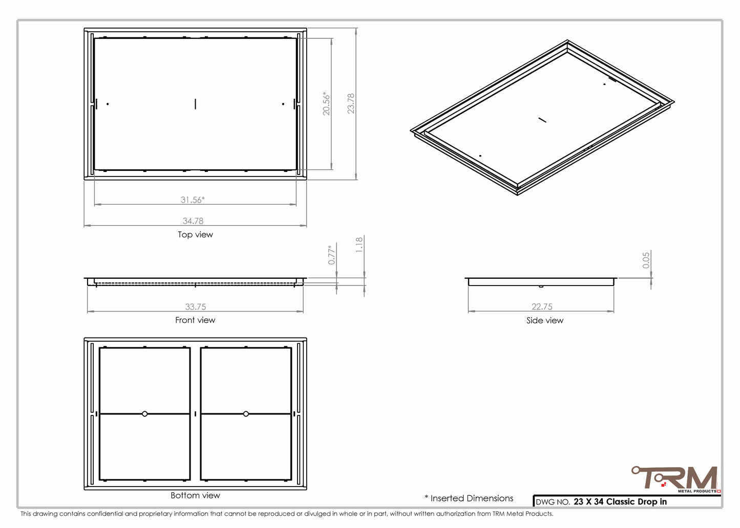 23x34 Classic Drop-in Air Vent, Flush Floor-Matching, All Metal, Floor Vent Cover