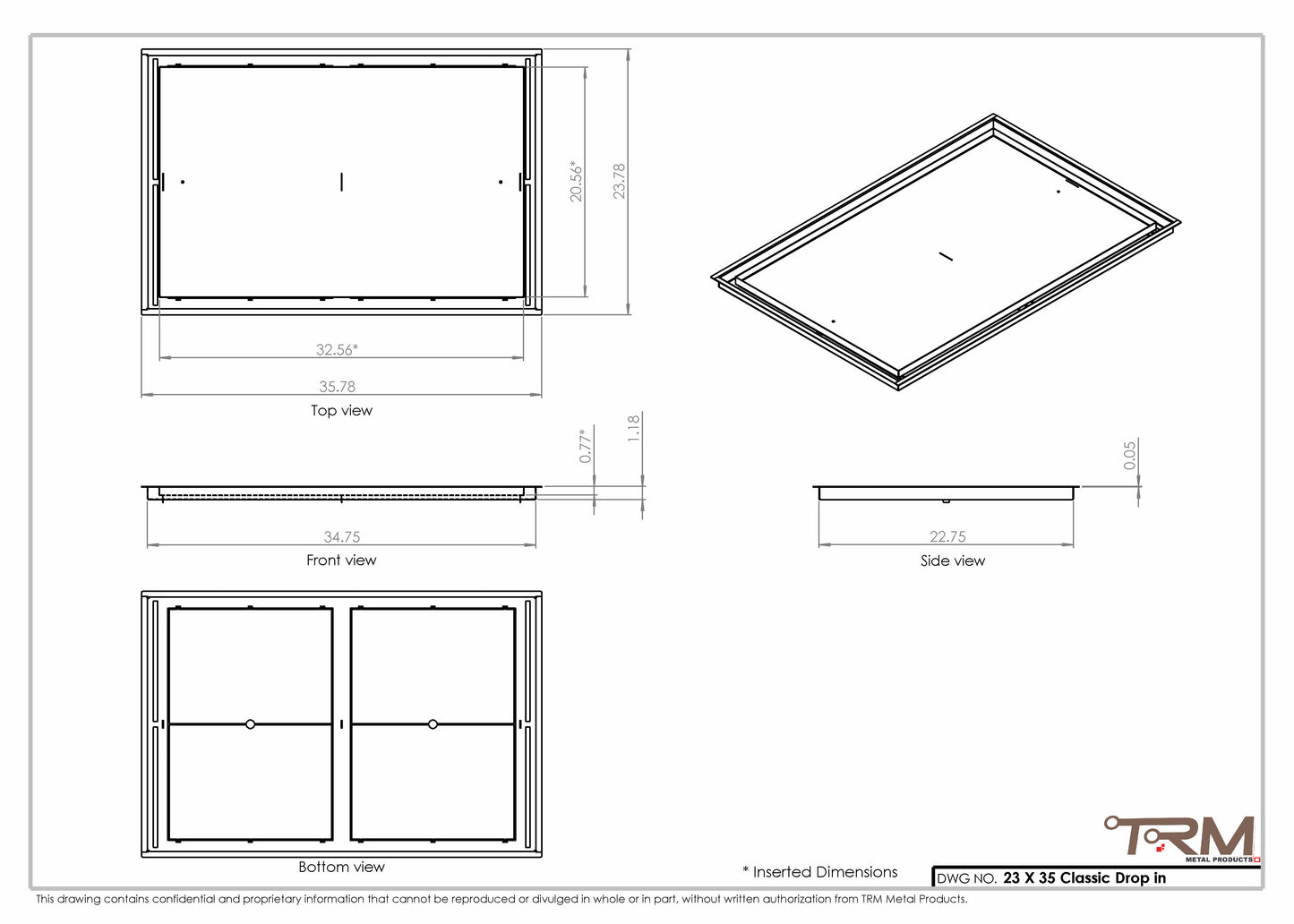 23x35 Classic Drop-in Air Vent, Flush Floor-Matching, All Metal, Floor Vent Cover