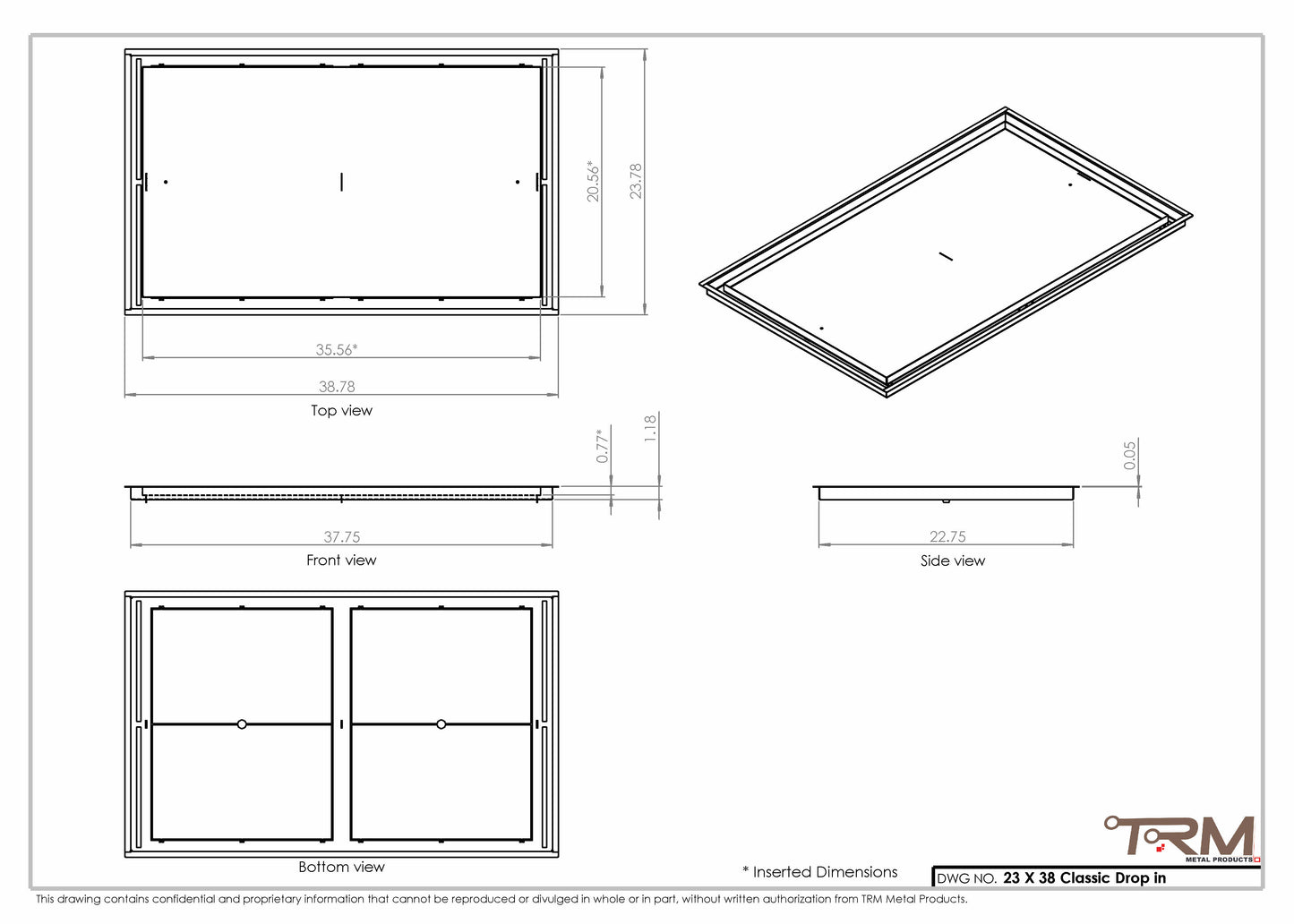 23x38 Classic Drop-in Air Vent, Flush Floor-Matching, All Metal, Floor Vent Cover