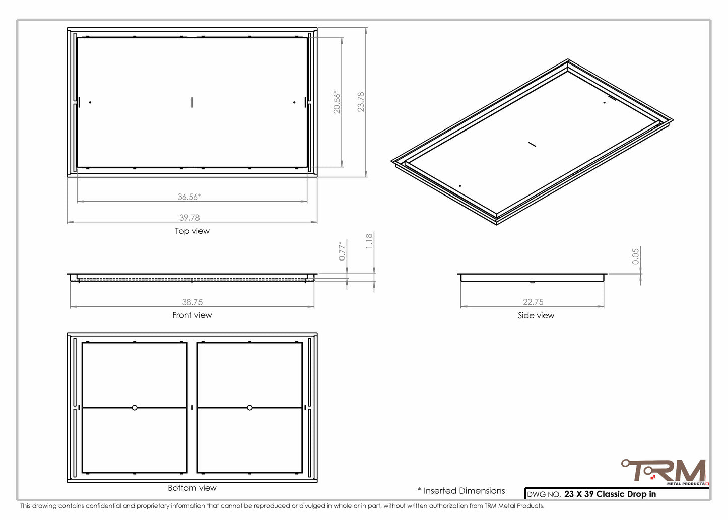 23x39 Classic Drop-in Air Vent, Flush Floor-Matching, All Metal, Floor Vent Cover