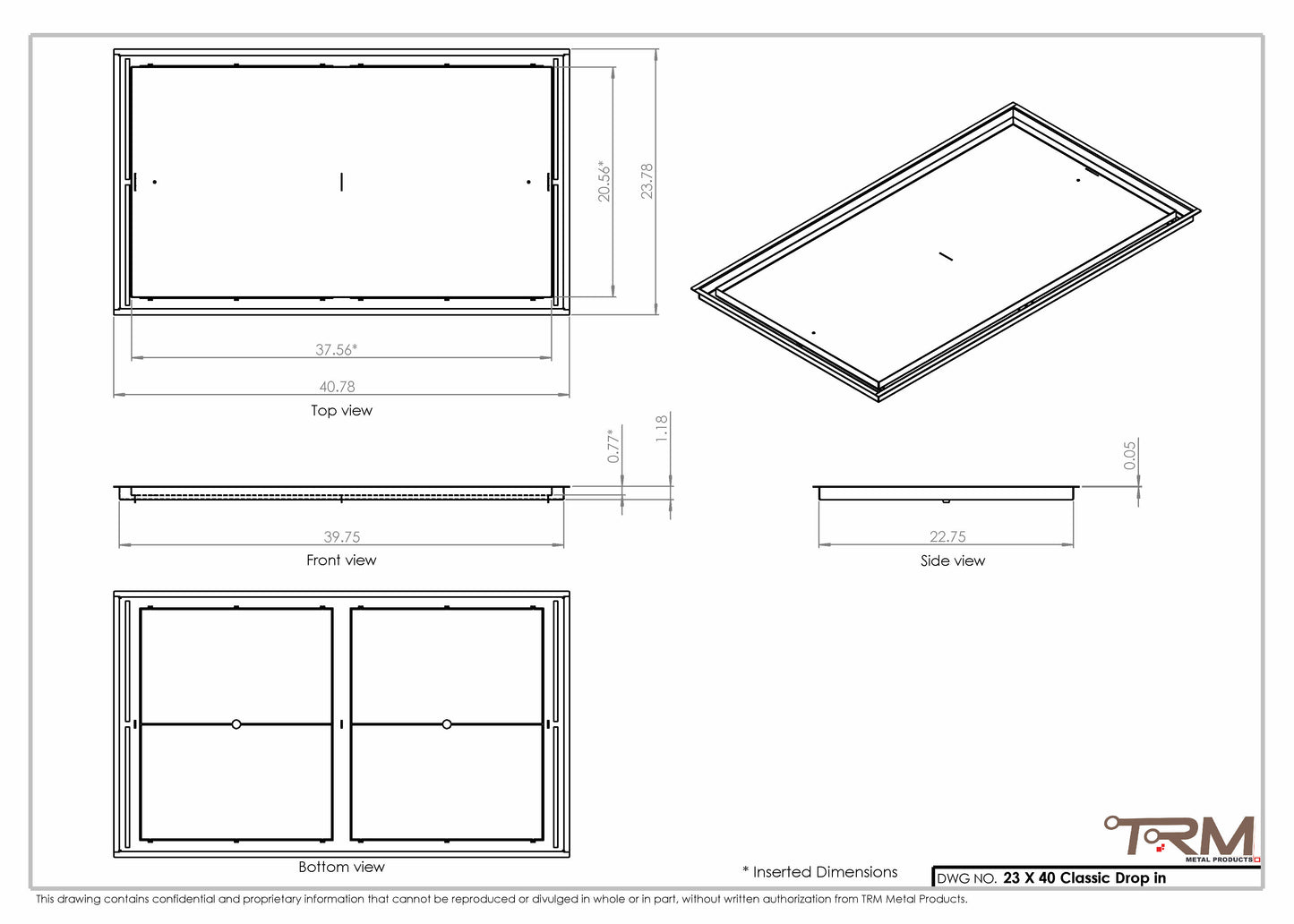 23x40 Classic Drop-in Air Vent, Flush Floor-Matching, All Metal, Floor Vent Cover