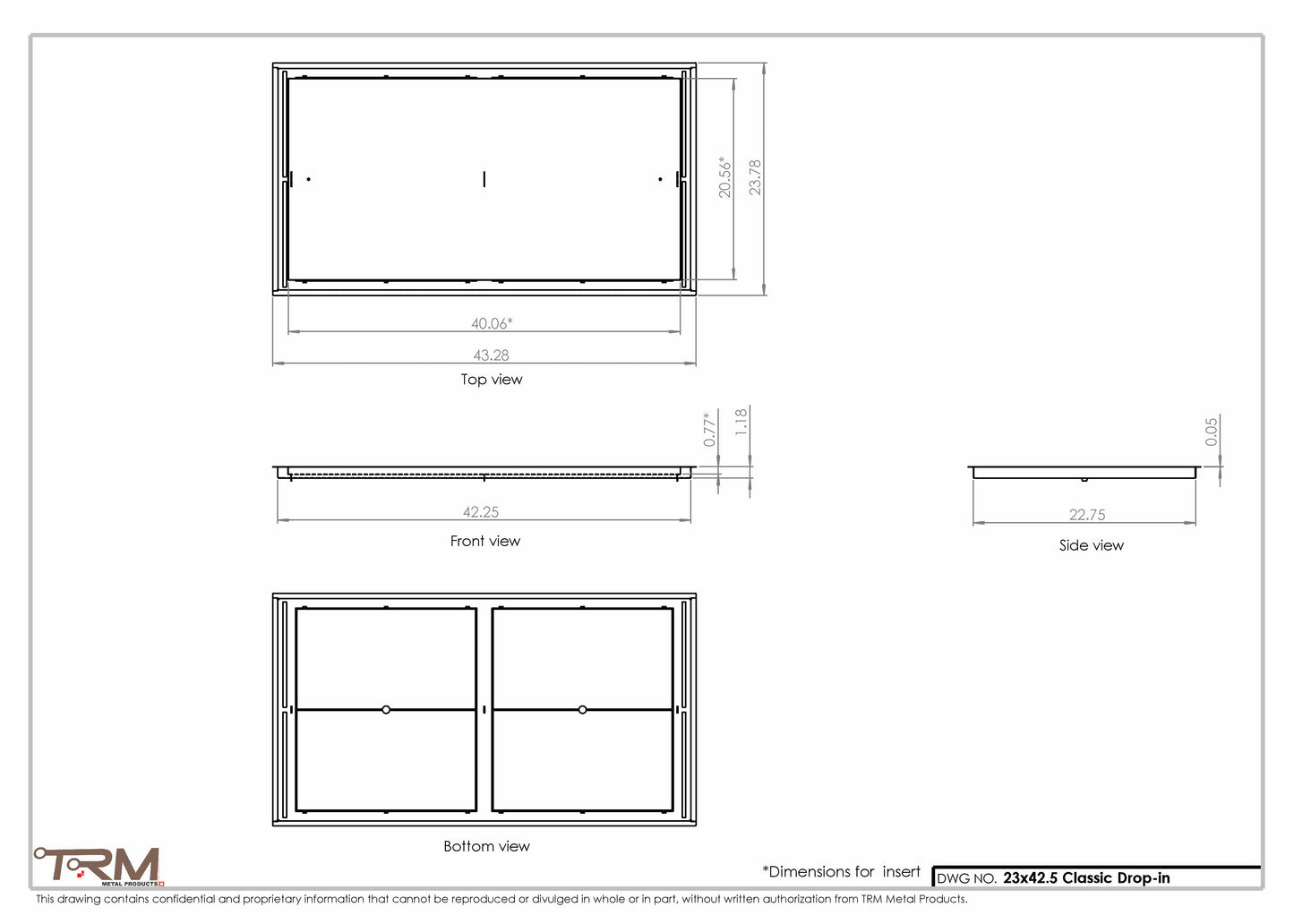 23x42.5 - Classic Drop-in Air Vent, Flush Floor-Matching, All Metal, Floor Vent Cover - TRM Metal  42.5x23
